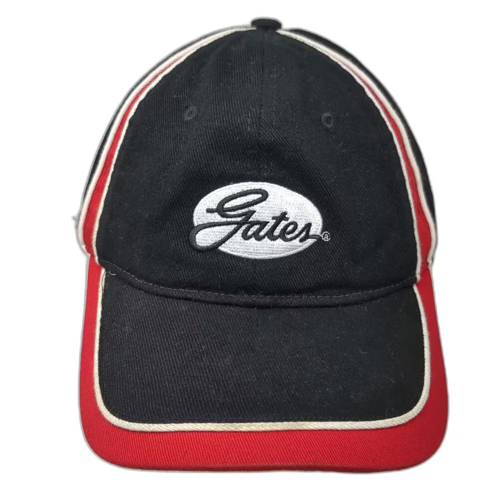 Gates Baseball Cap Hat Black Red OS Strapback Embroidered Piping Corporate